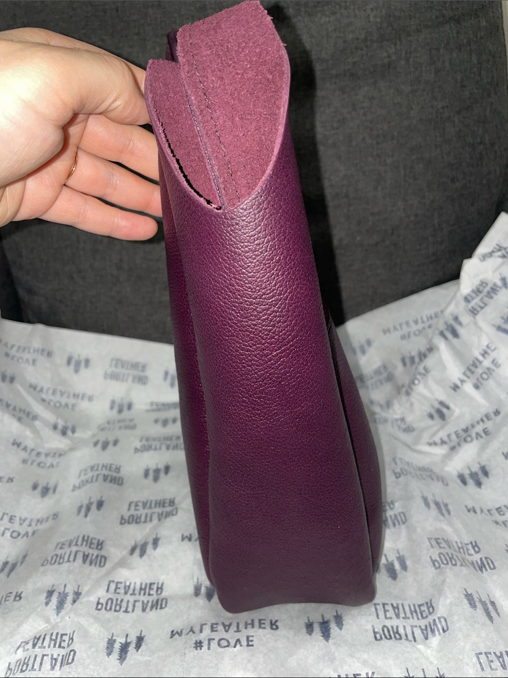 Portland Leather Plum Purple Shoulder Bag - Picture 6 of 14